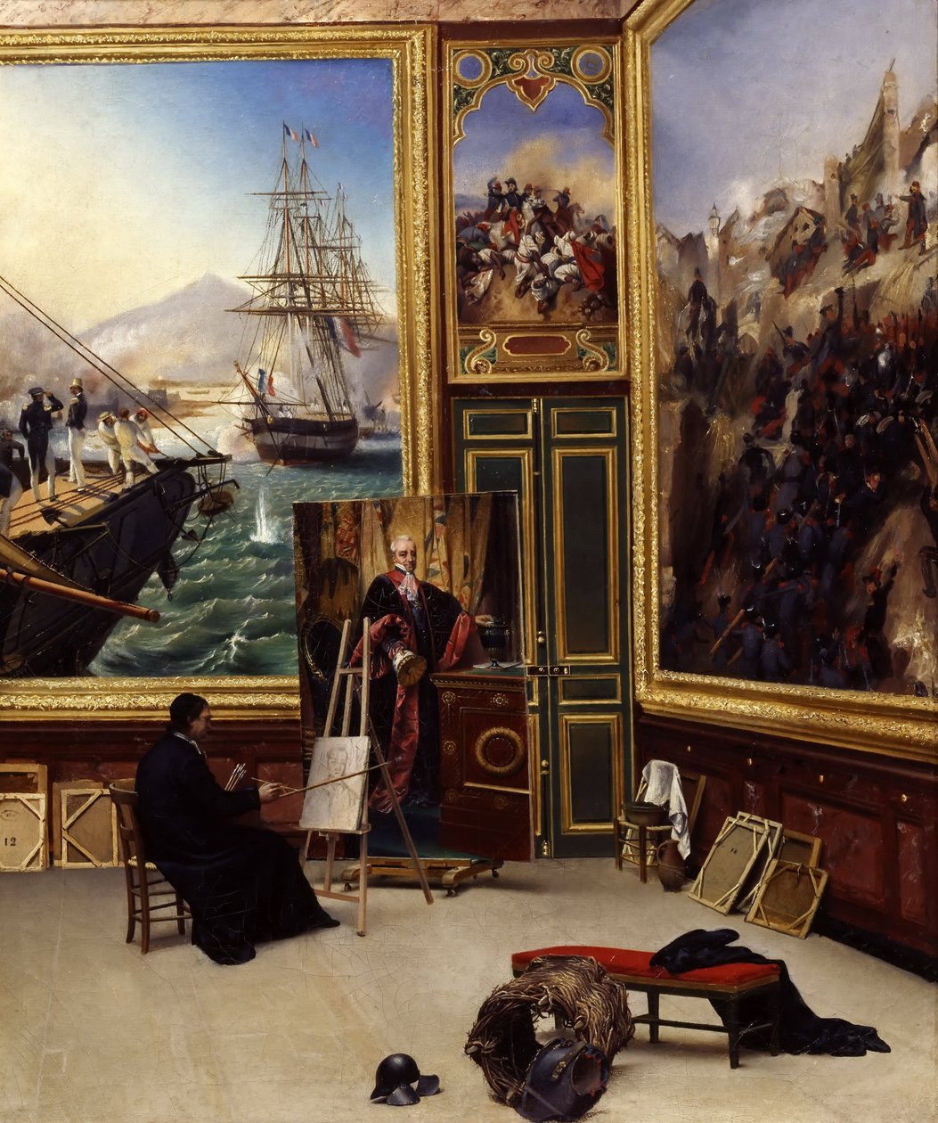 Frère Philippe copiant le portrait du marquis de Fontanes au musée de Versailles - Emile Jean Horace Vernet