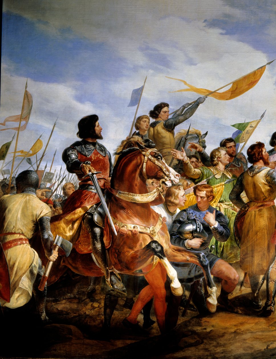 Guerre franco-anglaise (1202-1214) : la bataille de Bouvines le 27/07/1214, Philippe Auguste met en jeu la couronne de France - Emile Jean Horace Vernet