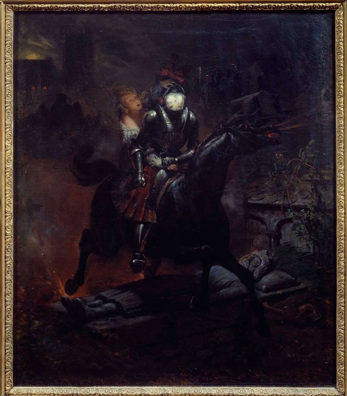 La ballade de Léonore Illustration du poème de Gottfried Burger « Léonore » (1747-1794), La Mort sur son cheval emmène Léonore - Emile Jean Horace Vernet