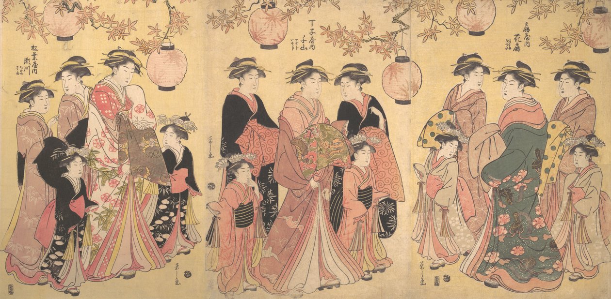 Le défilé de Yoshiwara en automne, vers 1793 - Hosoda Eishi