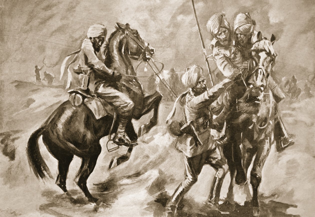 Risaldar Faiz Muhammad Khan et un Sowar sauvant deux sepoys blessés - Howard K. Elcock