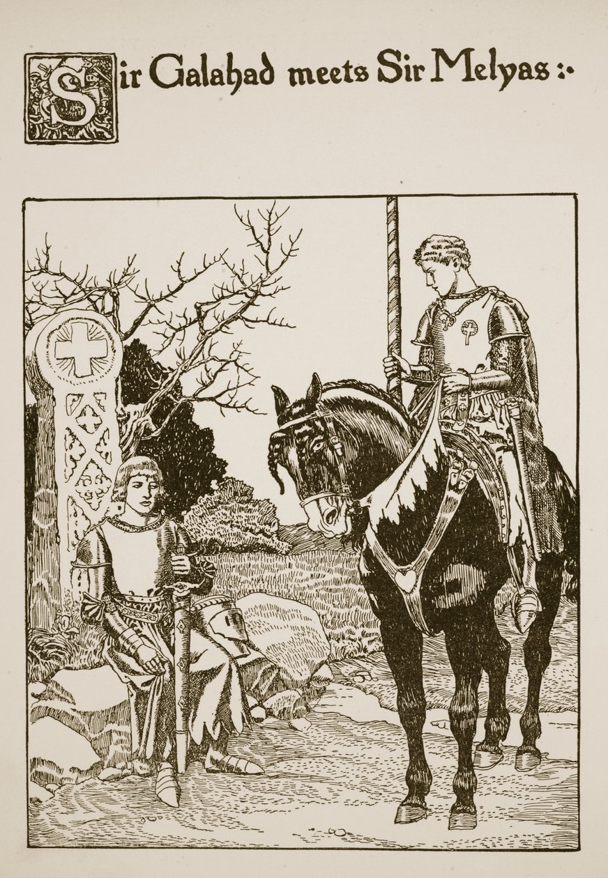 Sir Galahad rencontre Sir Melyas, illustration de 