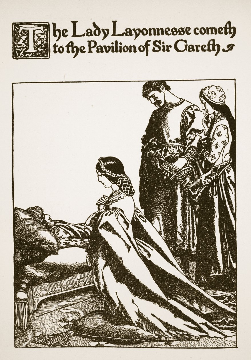La Dame Layonnesse vient au pavillon de Sir Gareth, illustration de 