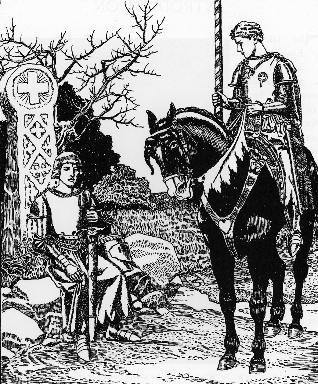 Légende arthurienne : Galahad rencontre Melyas de Lyle Illustration par Howard Pyle (1853-1911) de « L