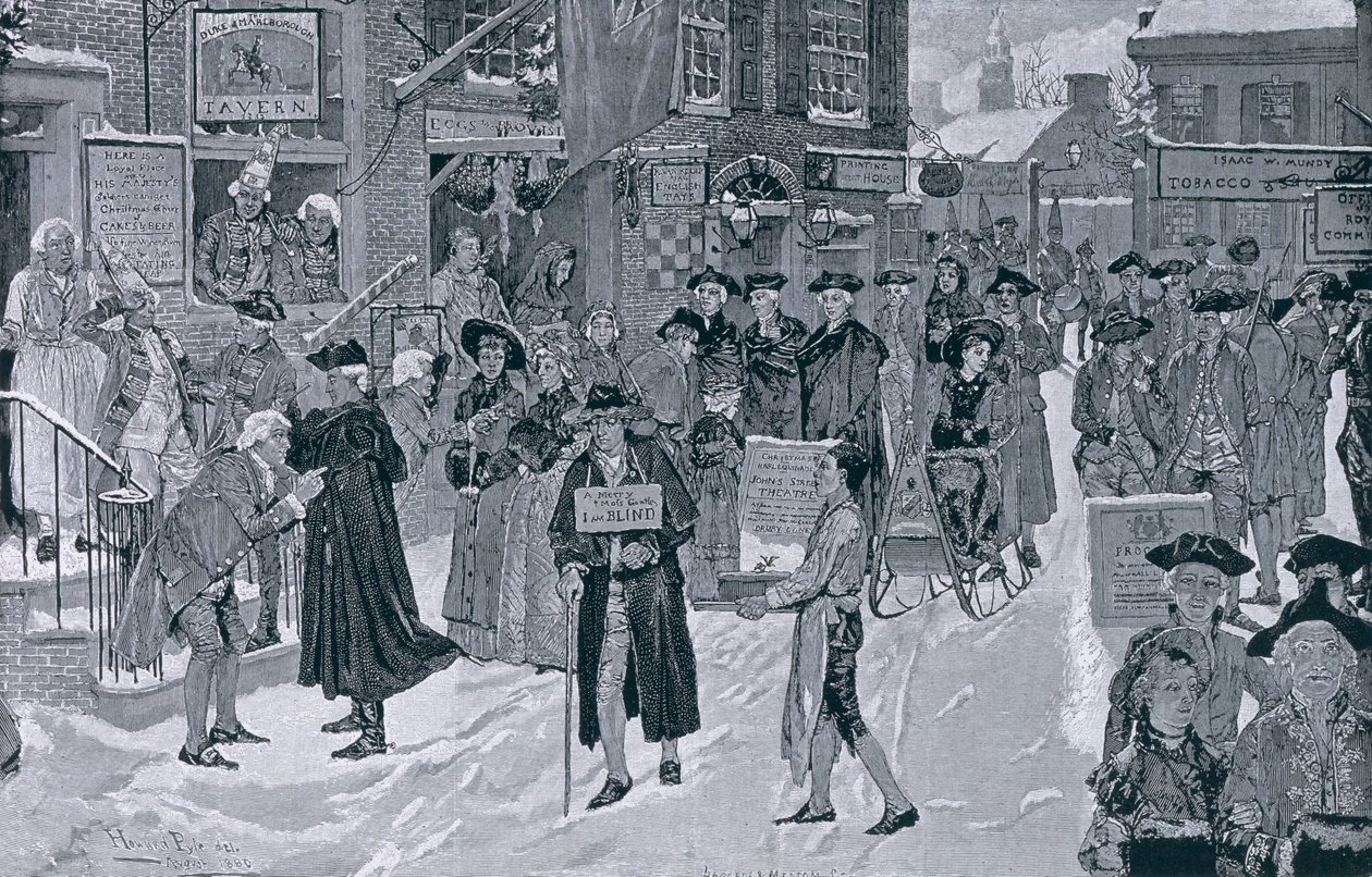 Matin de Noël dans le vieux New York avant la Révolution, illustration de Harper
