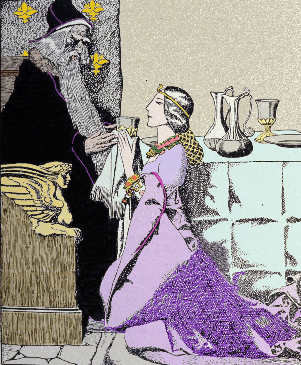 La fée Viviane captive Merlin l
