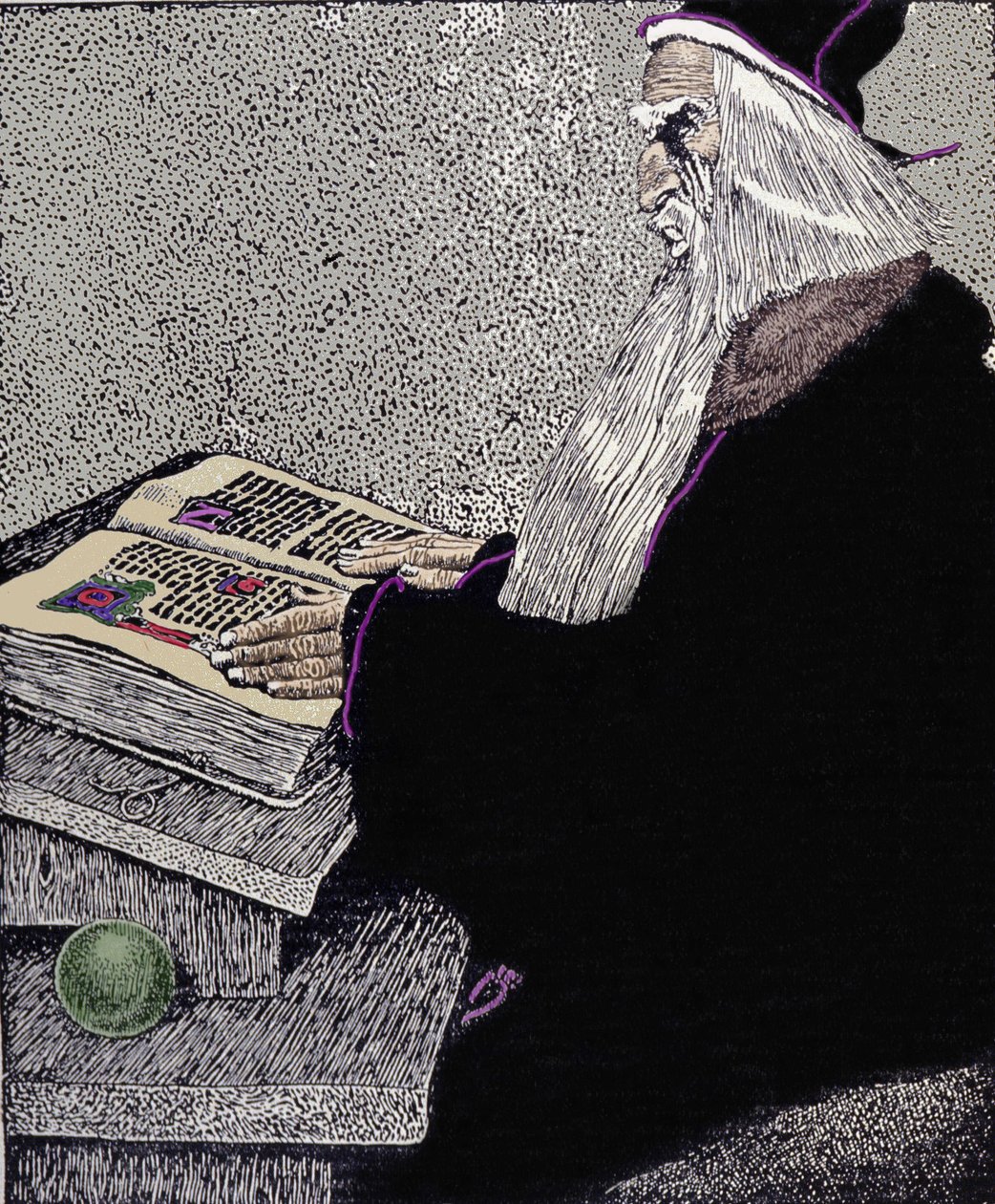 Le magicien Merlin. Illustration de Howard Pyle (1853 - 1911), dessinateur américain, pour « L