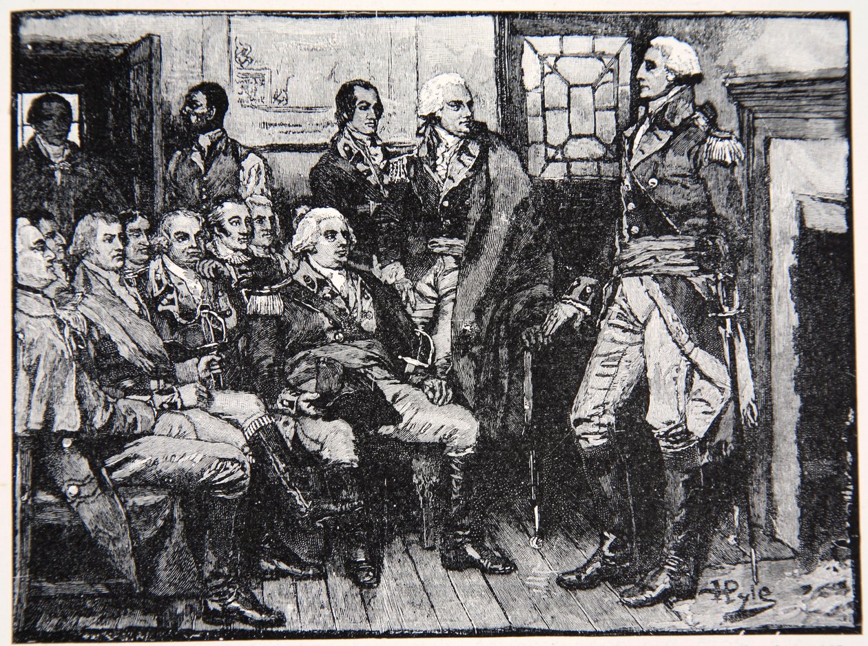 Washington et ses généraux en consultation, 15 mars 1783, illustration de Harper
