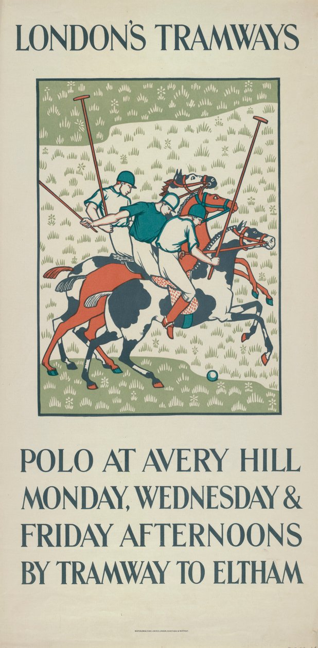 Polo à Avery Hill, affiche des tramways du London County Council LCC, 1923 - Howard Spear