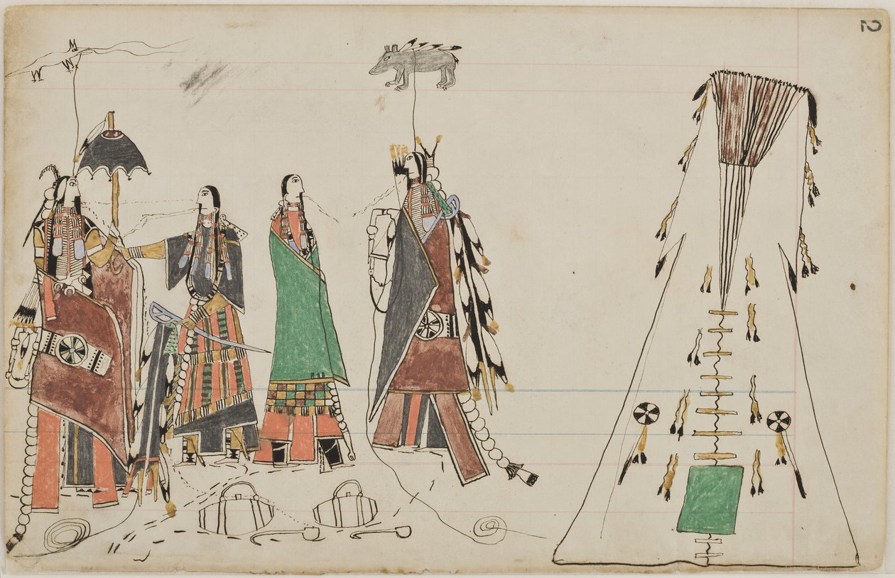 Howling Wolf et Feathered Bear courtisent deux filles à la source où elles prenaient de l