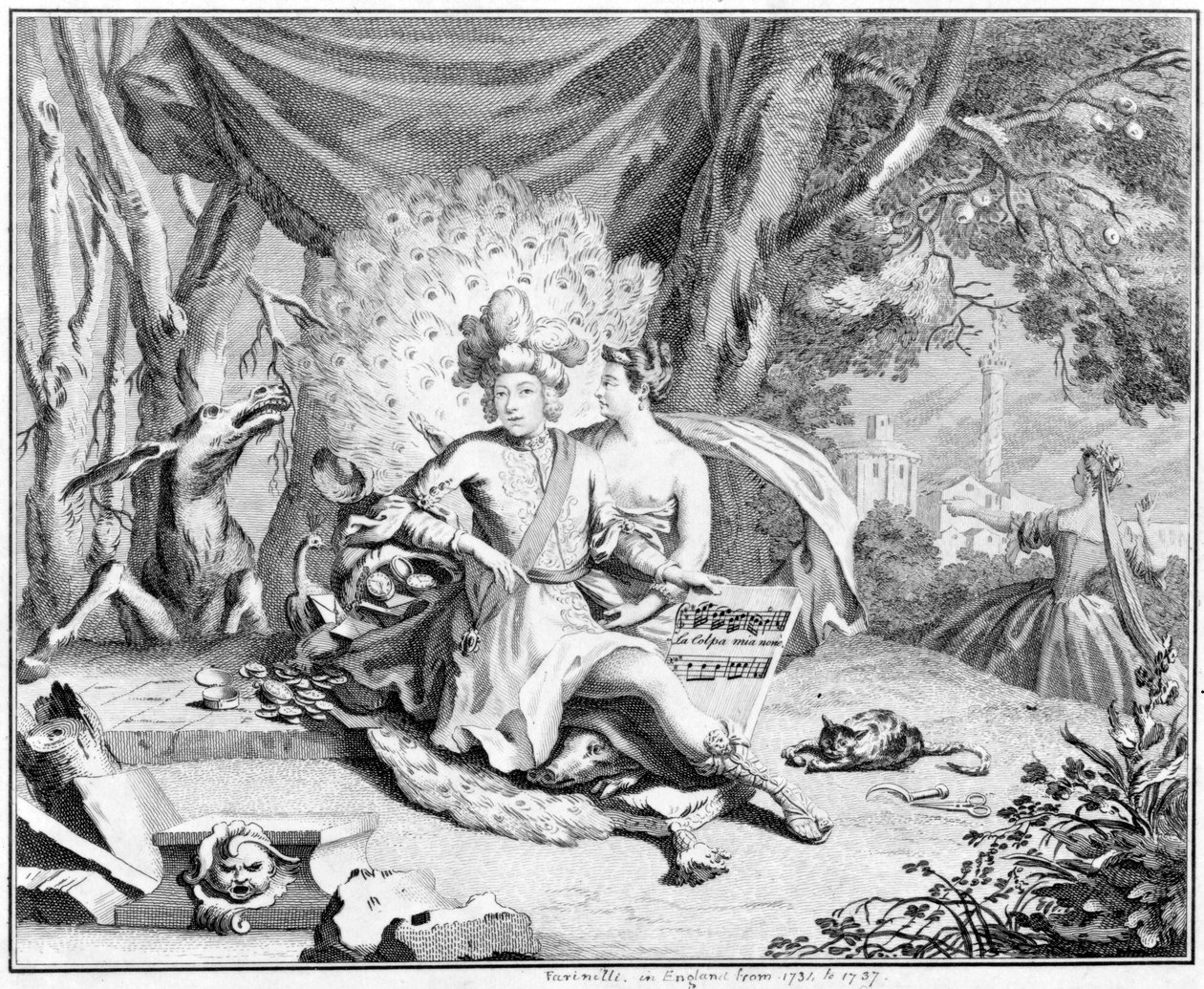 Satire sur un chanteur castrat, 1730-40 | Estampe d'art