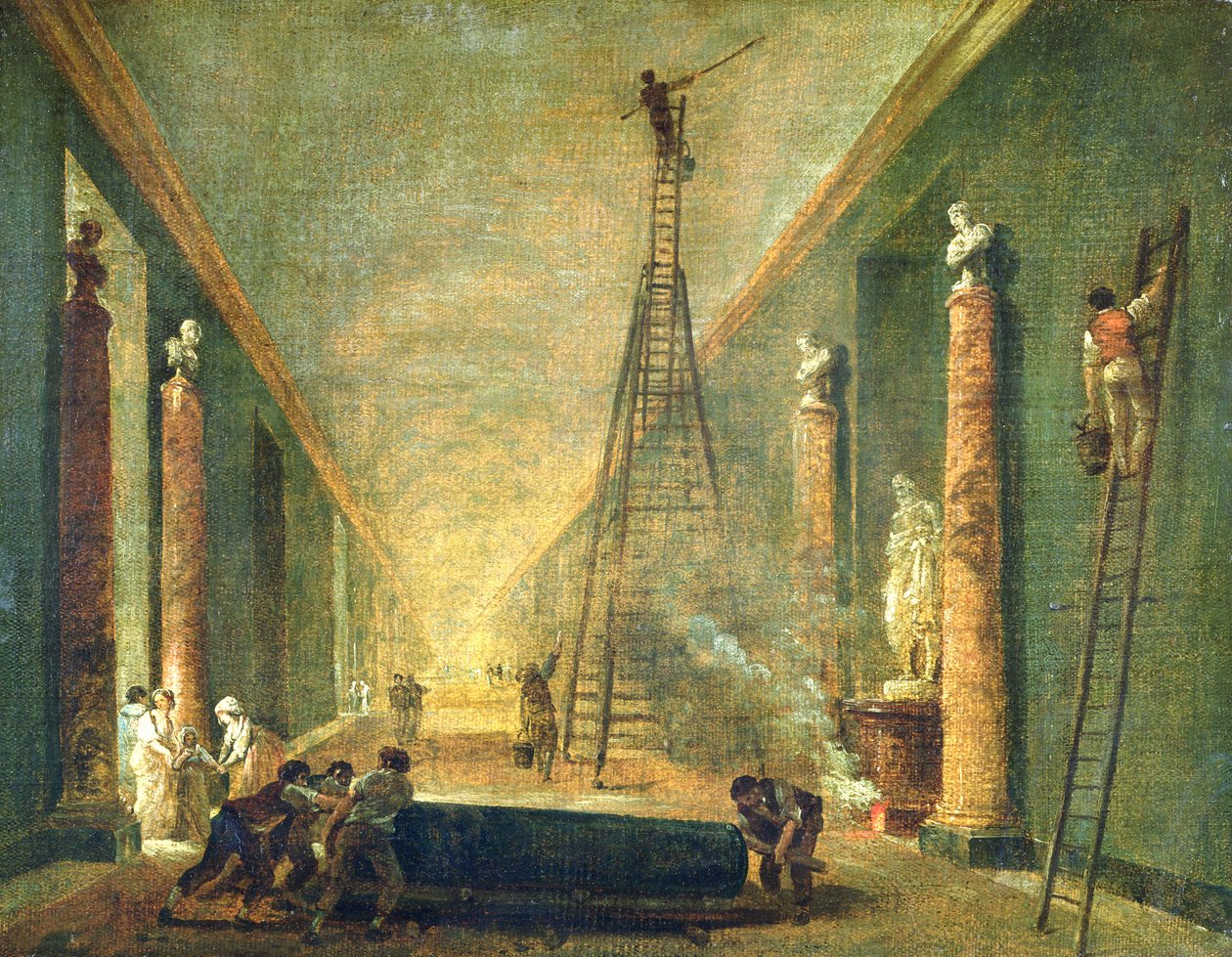 Vue de la Grande Galerie du Louvre pendant la restauration, 1798-99 - Hubert Robert