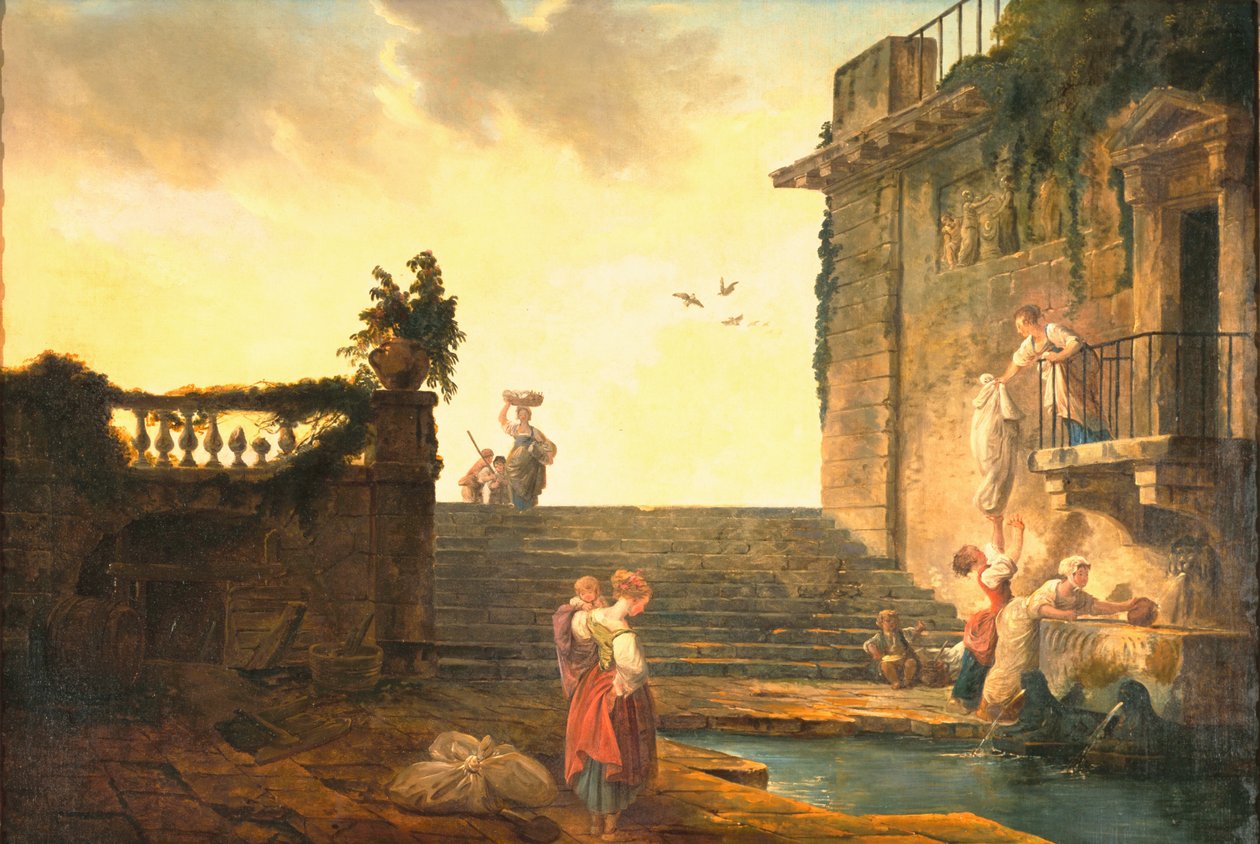 Blanchisseuses à la fontaine, c.1770-75 - Hubert Robert