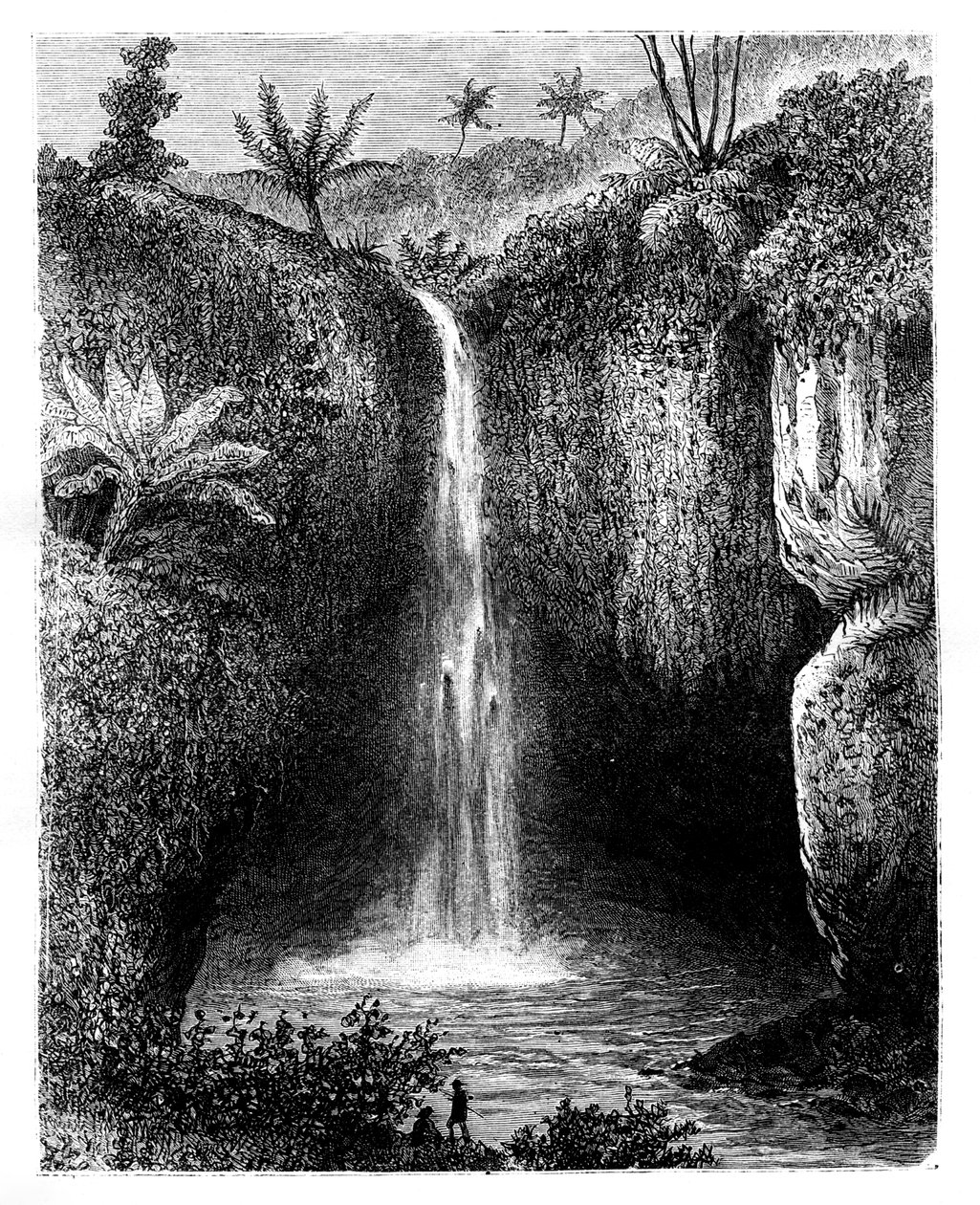 Chute de la rivière, Tondano, Indonésie, 19ème siècle - Hubert Clerget