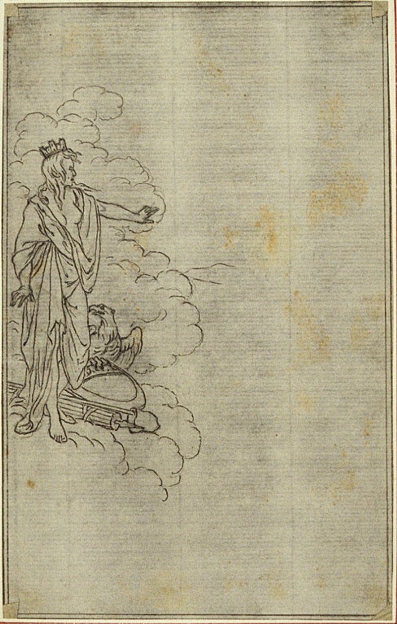 Étude pour "La Pharsale" de Lucain, Canto I, personnage féminin debout avec couronne - Hubert Francois Gravelot