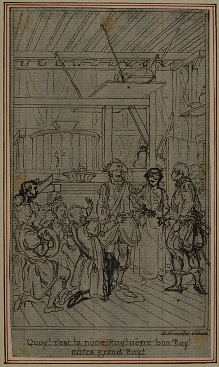 Étude pour la vignette-frontispice de "La Partie de Chasse de Henri IV" de Colle, Acte III - Hubert Francois Gravelot