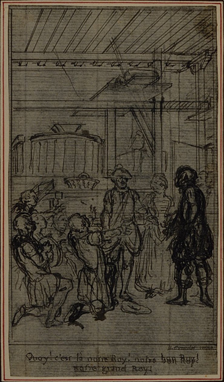 Étude pour la vignette-frontispice de "La Partie de Chasse de Henri IV" de Colle, Acte III - Hubert Francois Gravelot