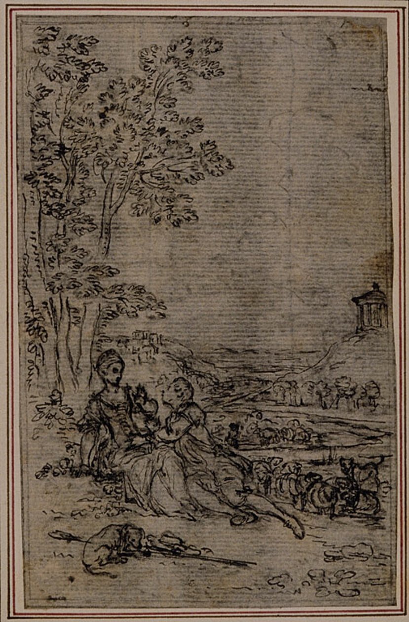 Étude pour une vignette dans "Les Amours de Mirtil" de Fontanelle (attr.), Canto I - Hubert Francois Gravelot