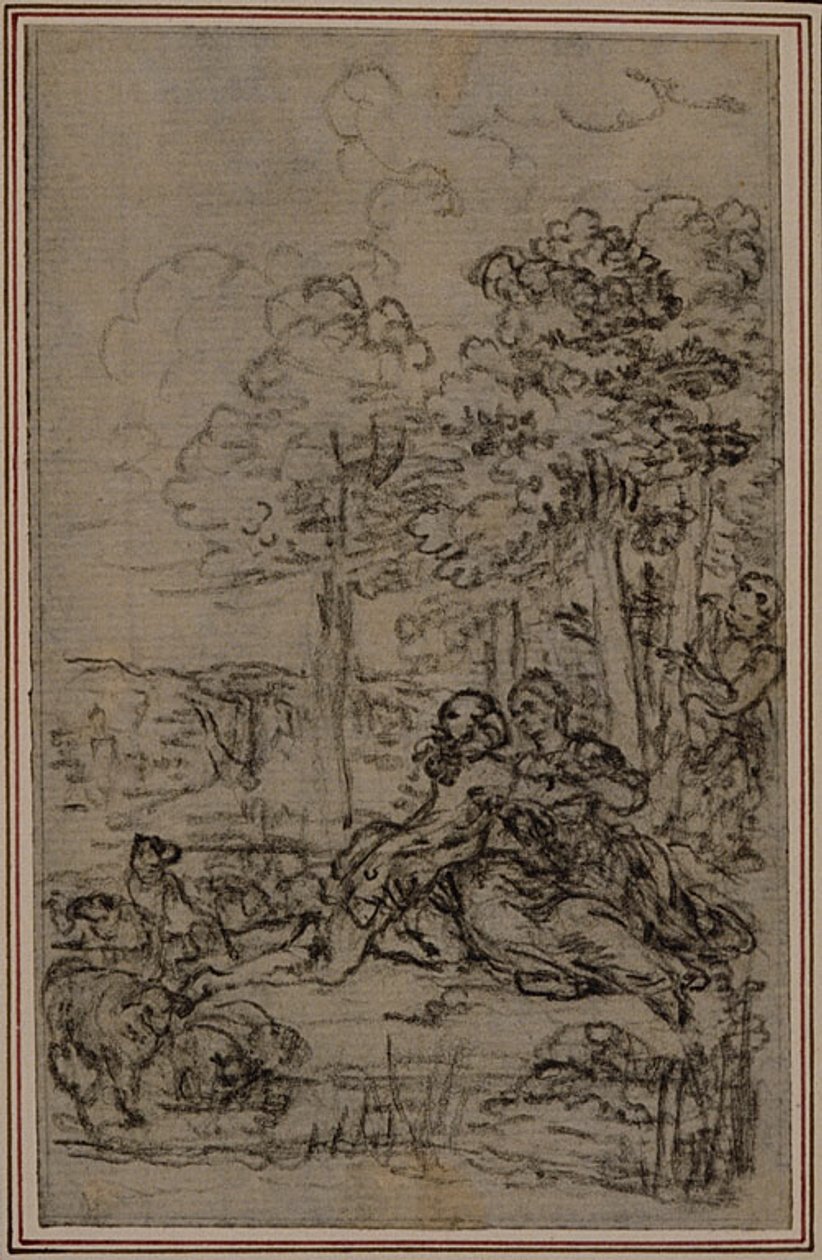 Étude pour une vignette dans "Les Amours de Mirtil" de Fontenelle (attr.), Canto IV - Hubert Francois Gravelot
