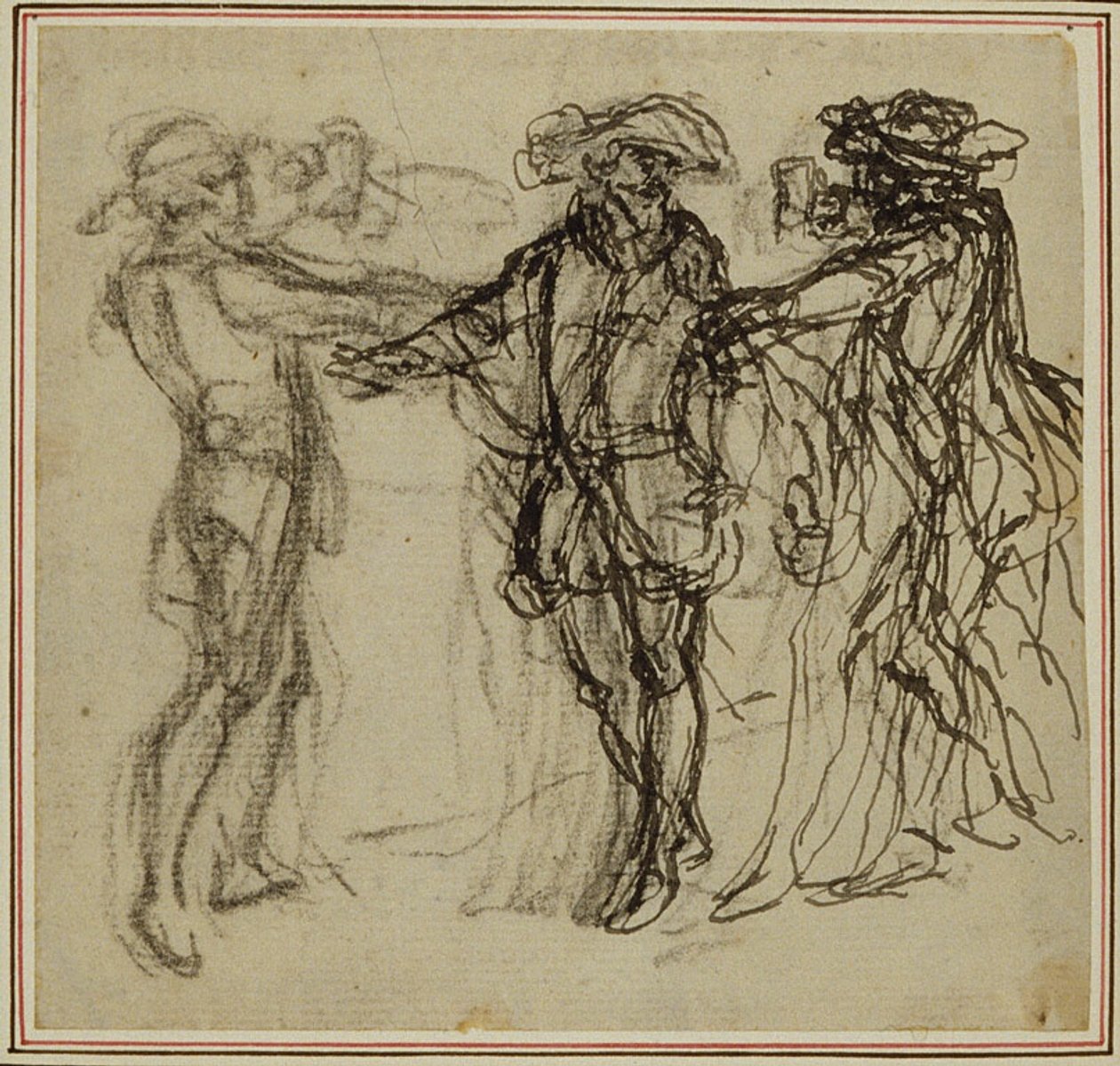 Étude pour une deuxième édition, jamais publiée, de "La Partie de Chasse de Henri IV" de Colle, Acte II, Scène 11 - Hubert Francois Gravelot