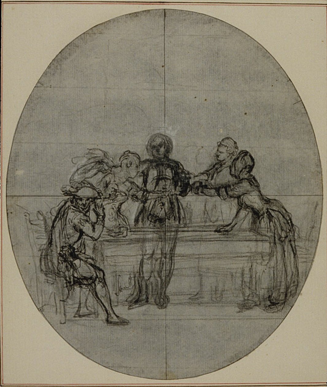 Étude pour une deuxième édition, jamais publiée, de "La Partie de Chasse de Henri IV" de Colle, Acte III, Scène 10 - Hubert Francois Gravelot