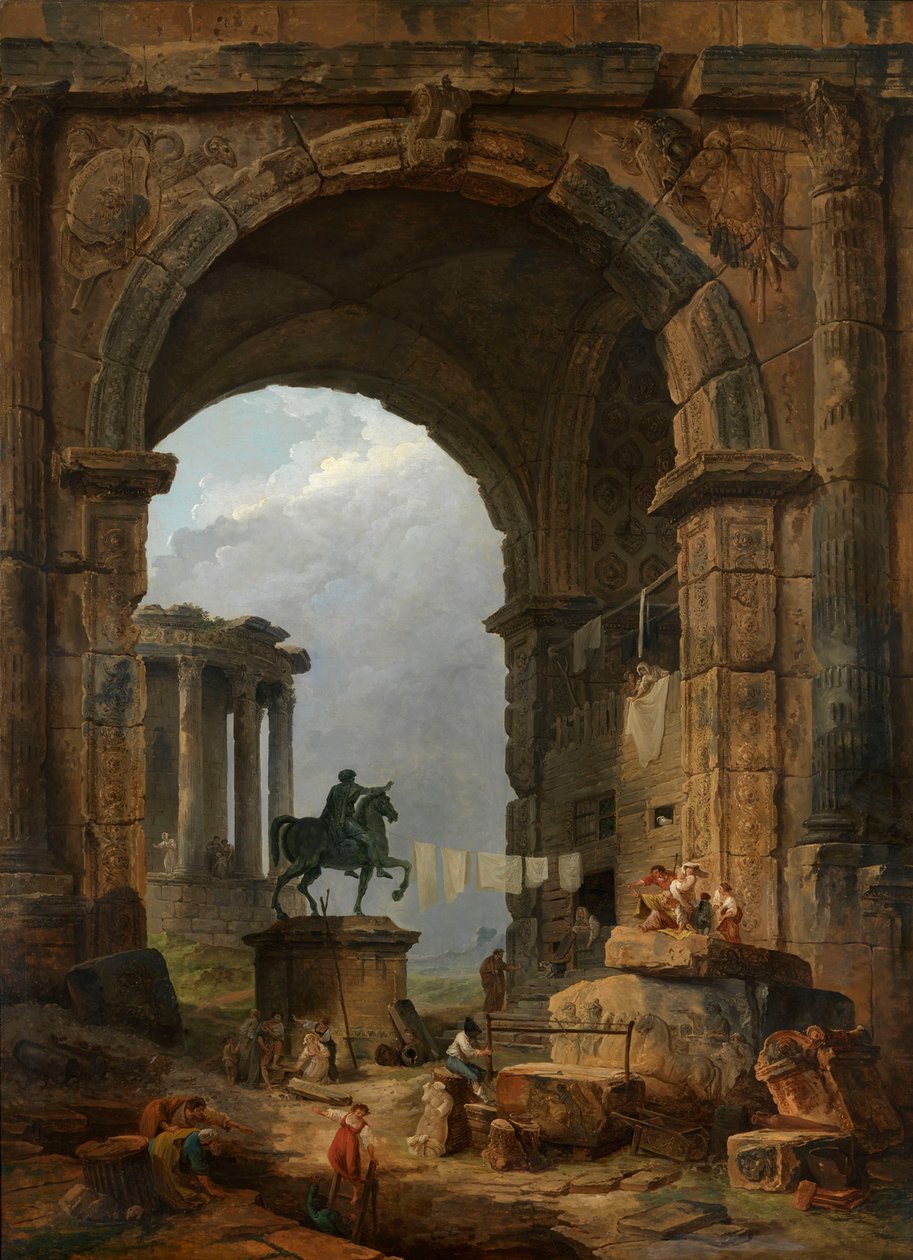Caprice antique avec la statue de Marc Aurèle - Hubert Robert
