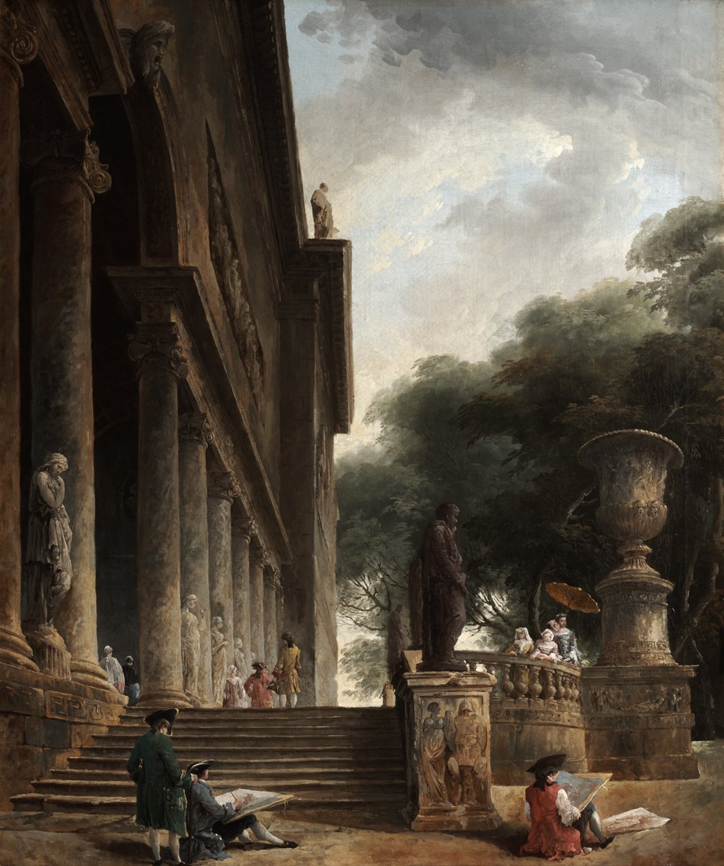 Colonnade et jardins de la villa Mancini - Hubert Robert