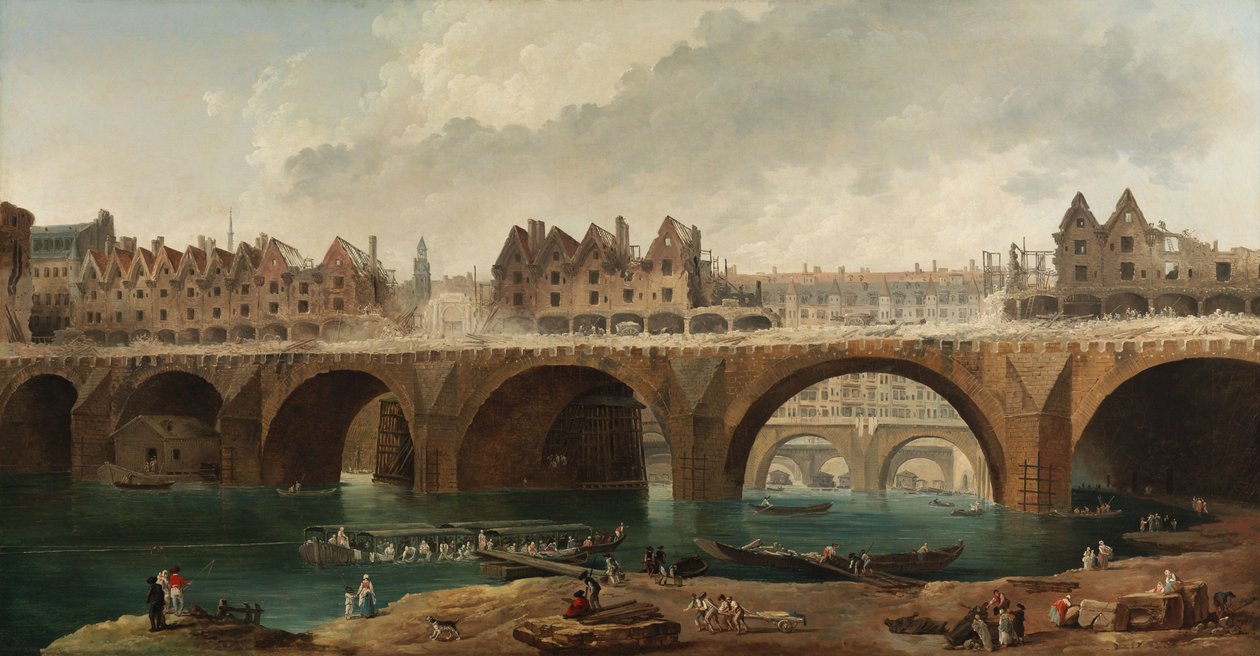 La démolition des maisons sur le pont Notre-Dame à Paris - Hubert Robert