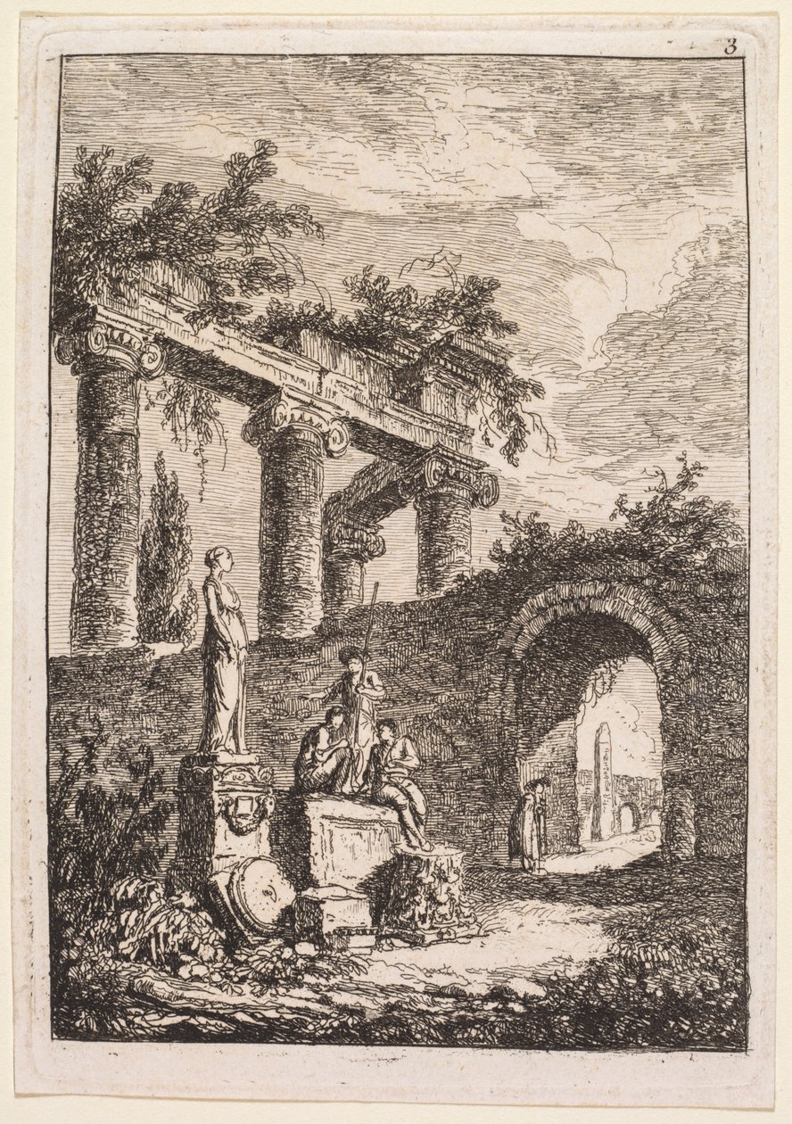 Soirées à Rome : La statue devant les ruines - Hubert Robert