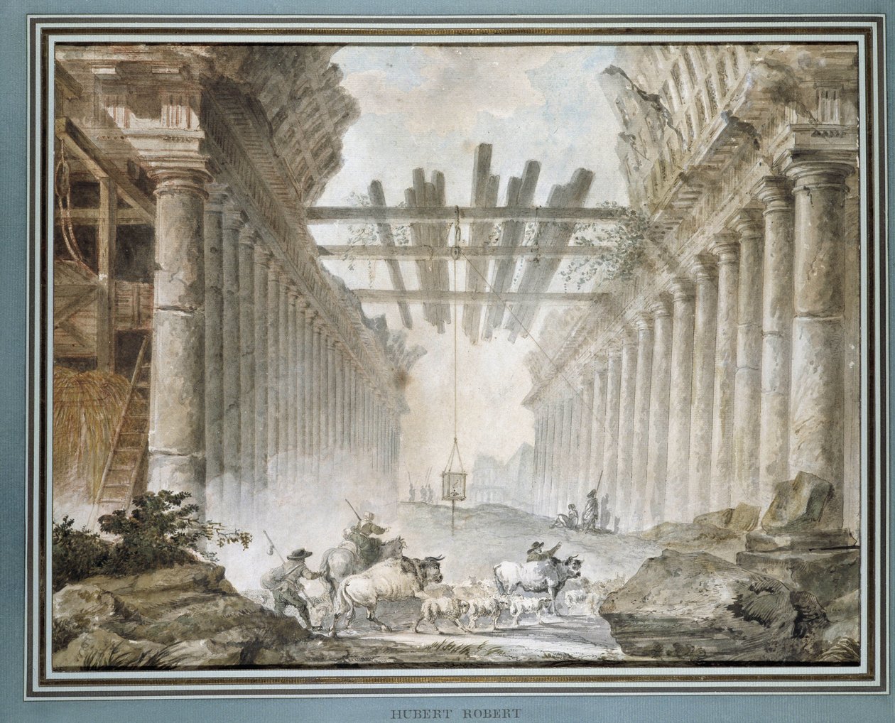 Troupeau dans les ruines d