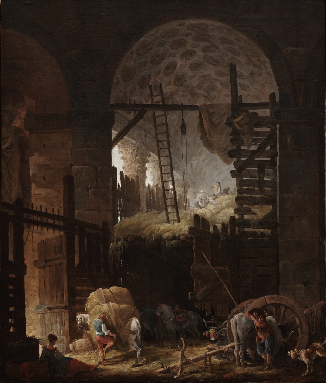 Intérieur de la Villa Giulia avec des faucheurs - Hubert Robert