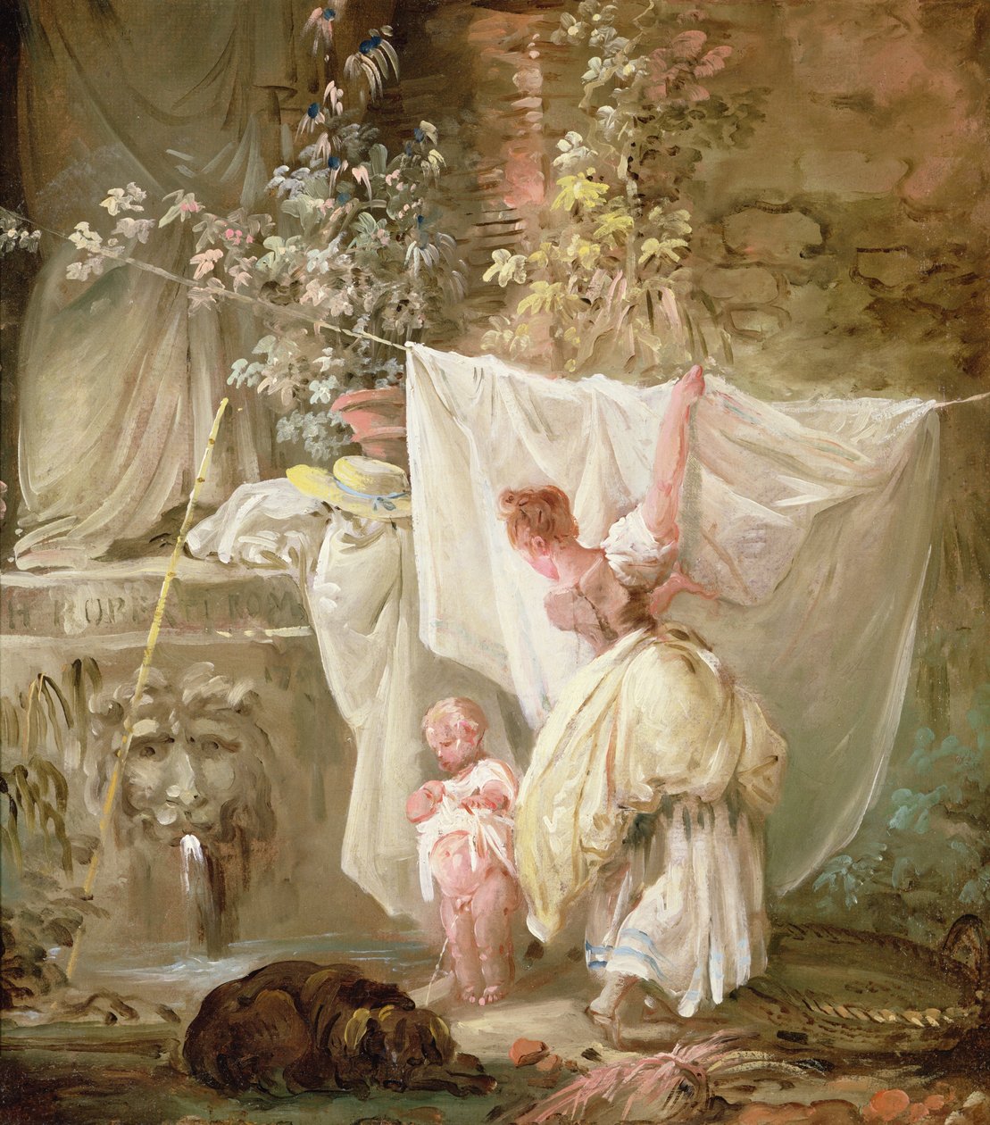 Blanchisseuse et enfant, 1761 - Hubert Robert