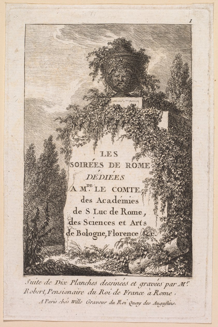 Les Soirées de Rome : Page de titre - Hubert Robert