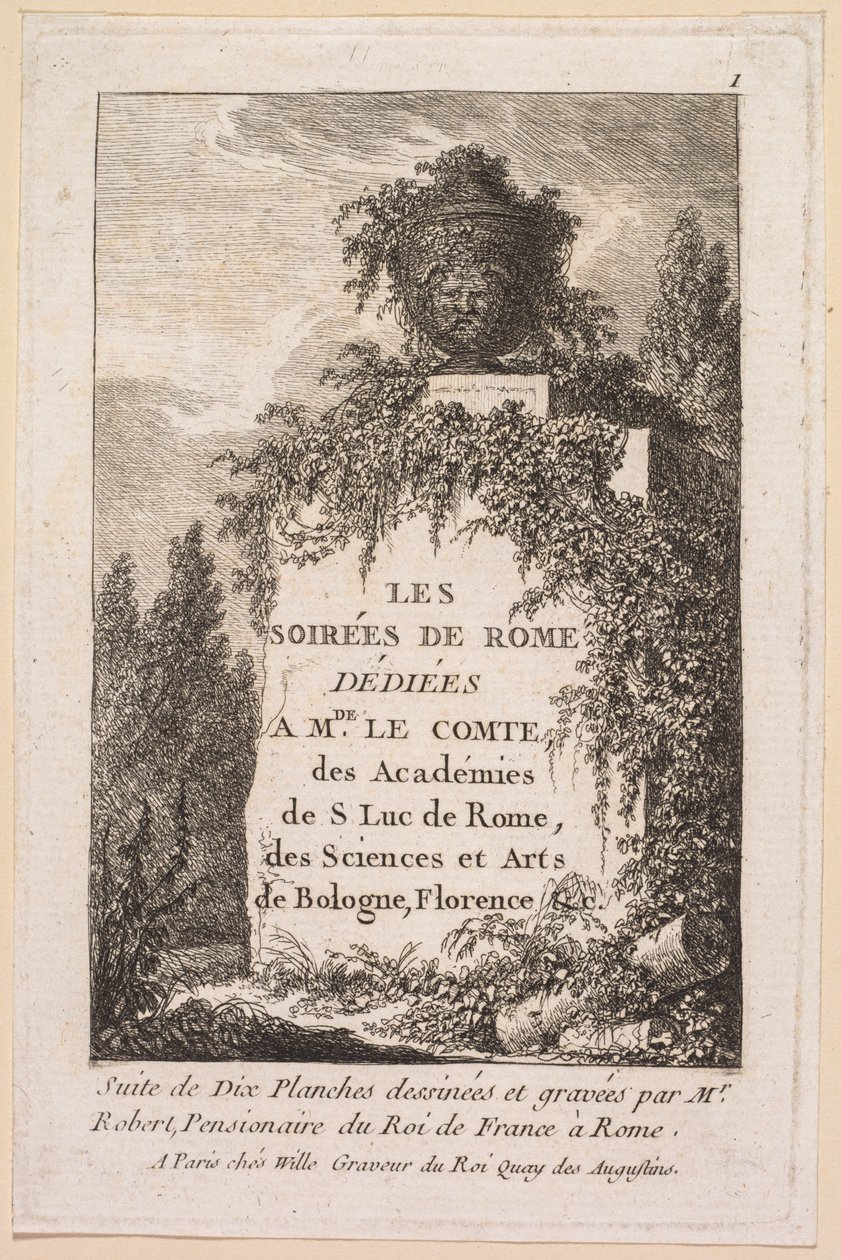 Les Soirées de Rome : Page de titre, 1763-1764 - Hubert Robert