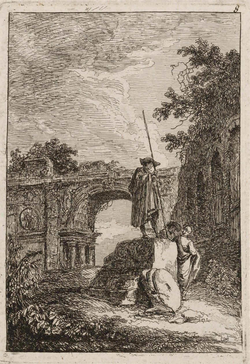Planche Huit des Soirées à Rome, 1763-64 - Hubert Robert