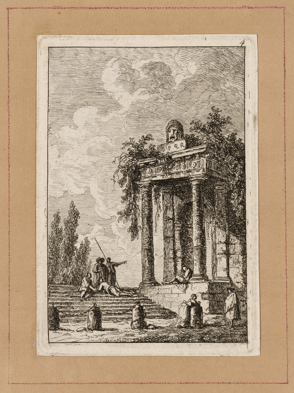 Planche Quatre des Soirées à Rome - Hubert Robert