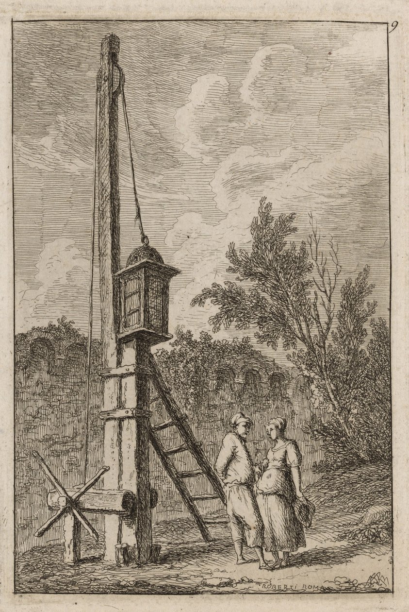 Planche Neuf de Soirées à Rome, 1763-64 - Hubert Robert