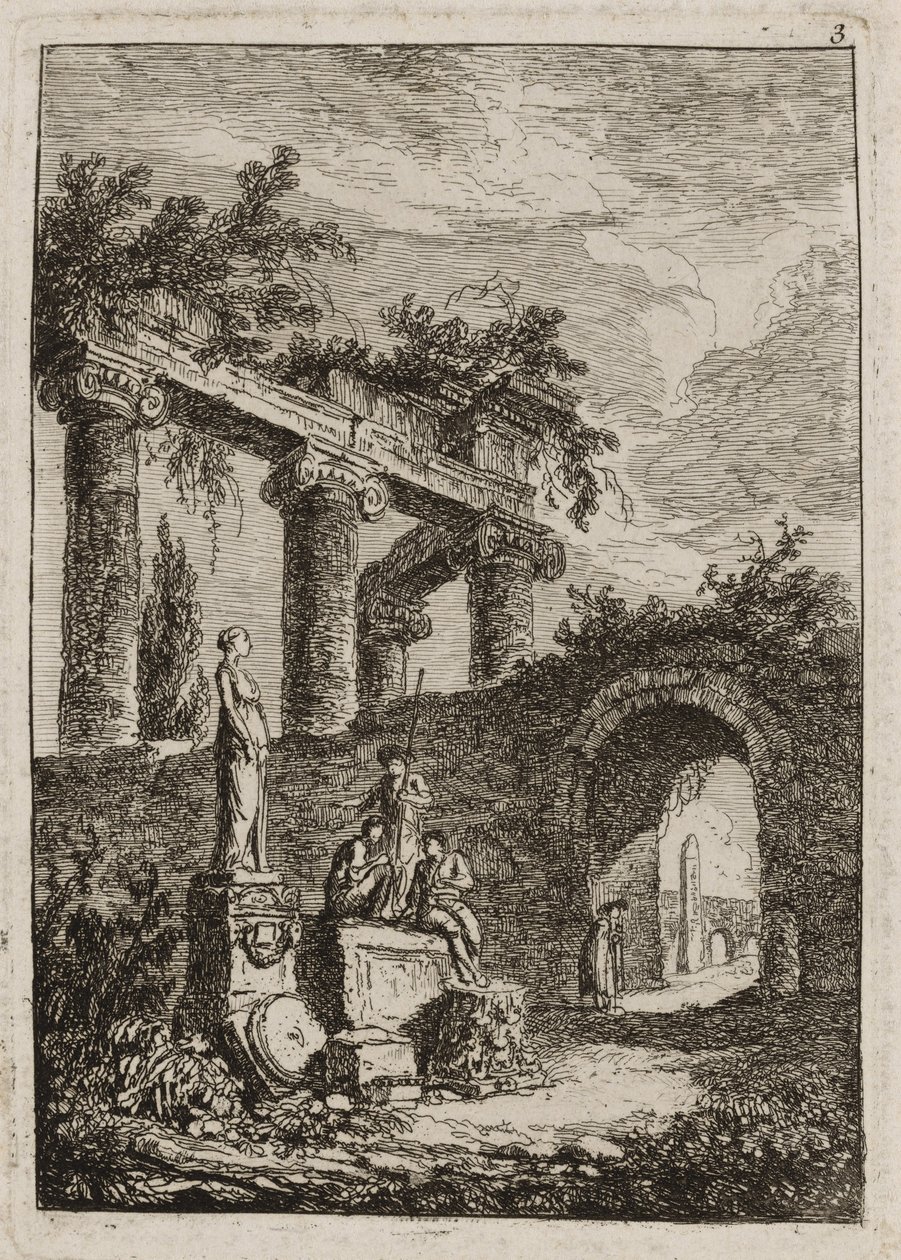 Planche trois des Soirées à Rome - Hubert Robert