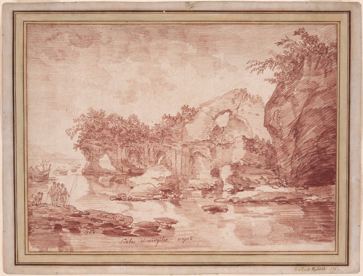 Ruines au bord de la mer près de Naples : la « Scola di Virgilio » - Hubert Robert