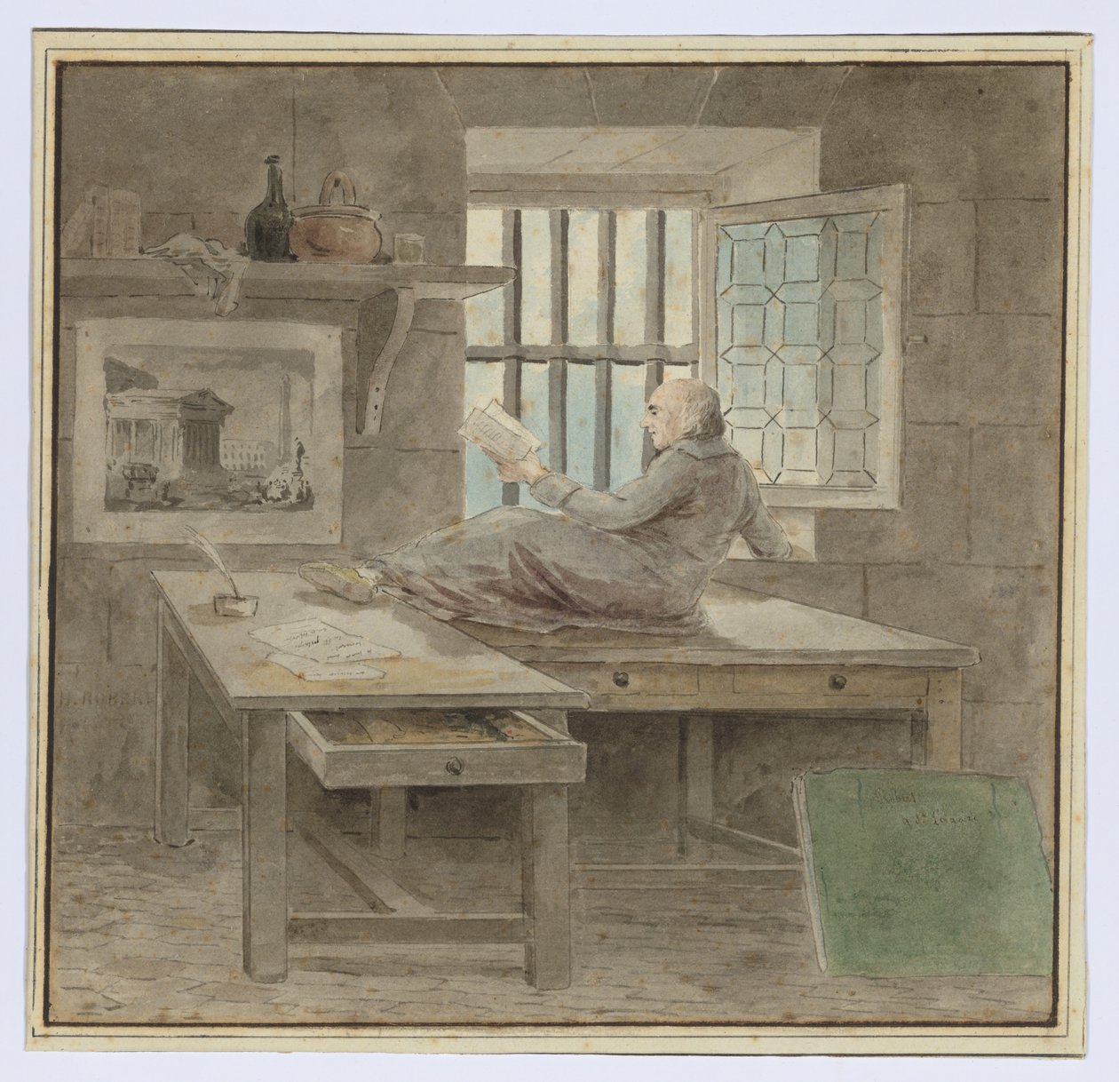 Autoportrait à la prison Saint-Lazare - Hubert Robert