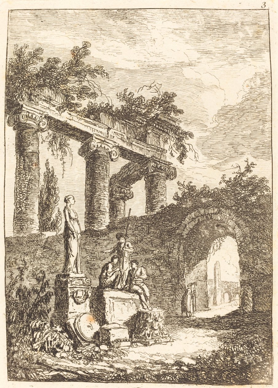 La Statue devant les Ruines - Hubert Robert