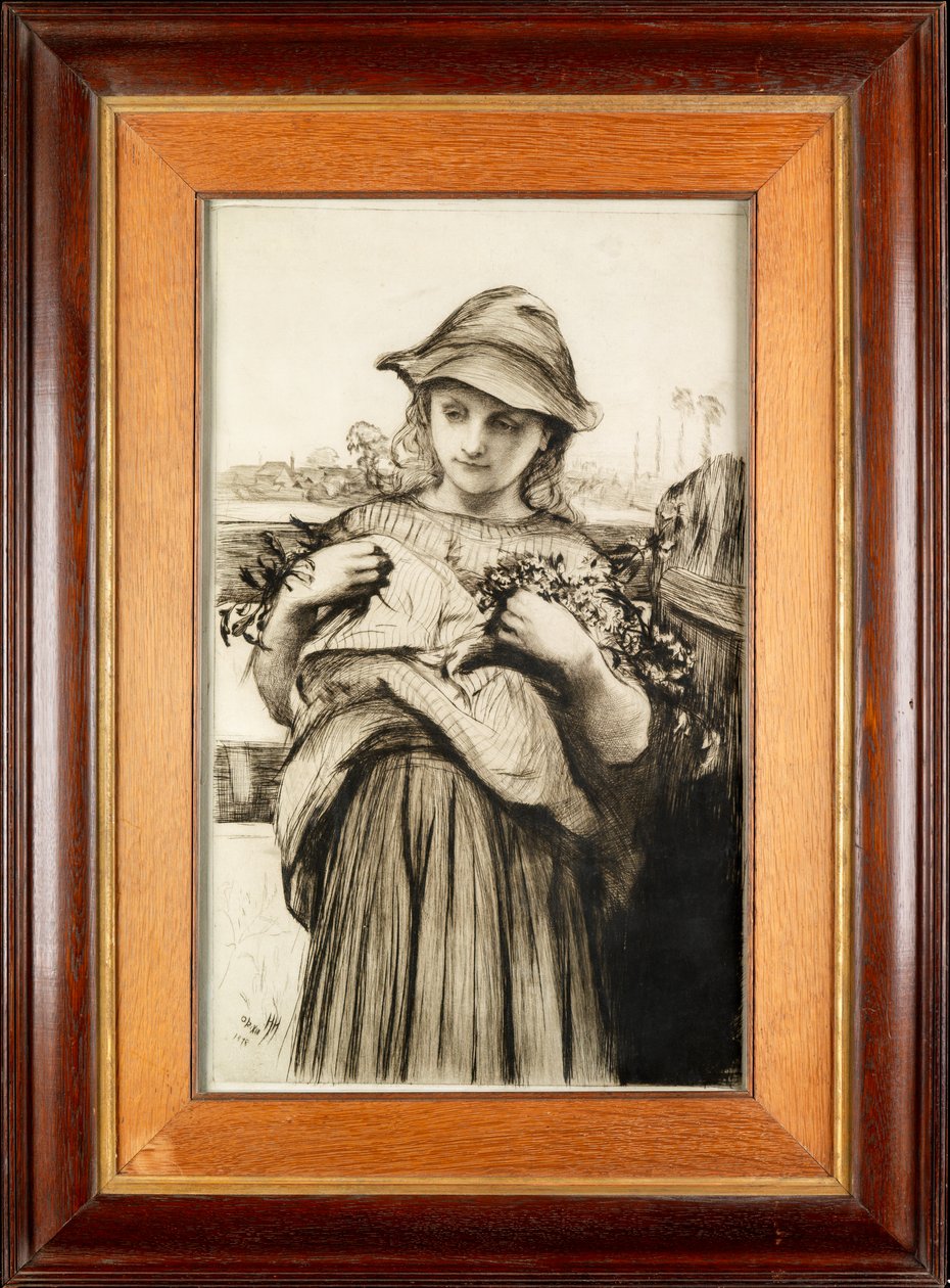 Une fille avec des fleurs - Hubert von Herkomer