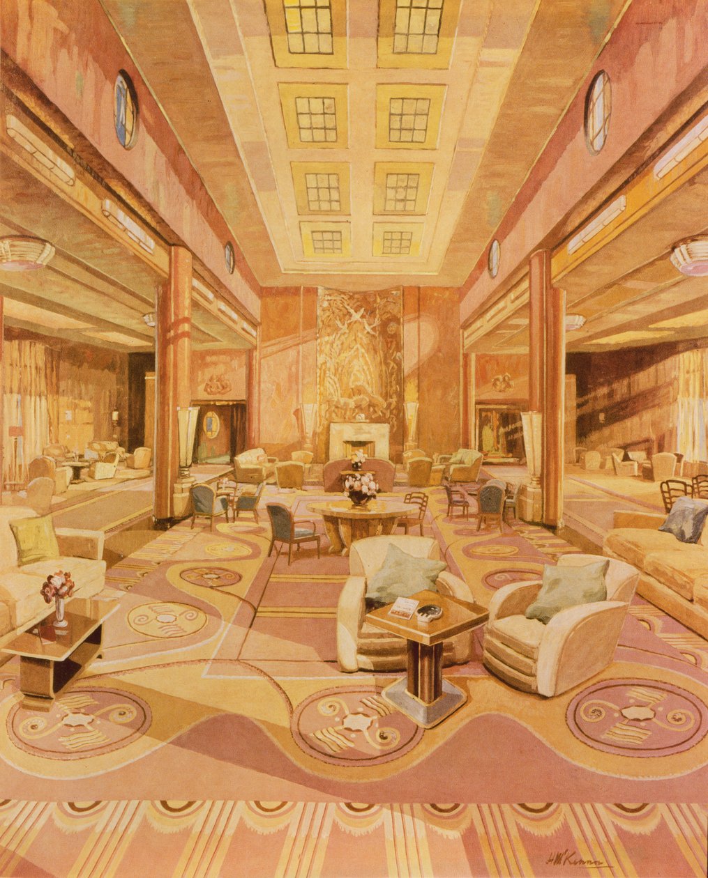 Intérieur du Salon de Première Classe sur le R.M.S. Queen Mary - Hugh McKenna