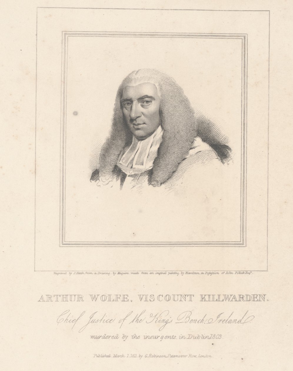 Arthur Wolfe, vicomte Killwarden, gravé par G. Robinson - Hugh Douglas Hamilton