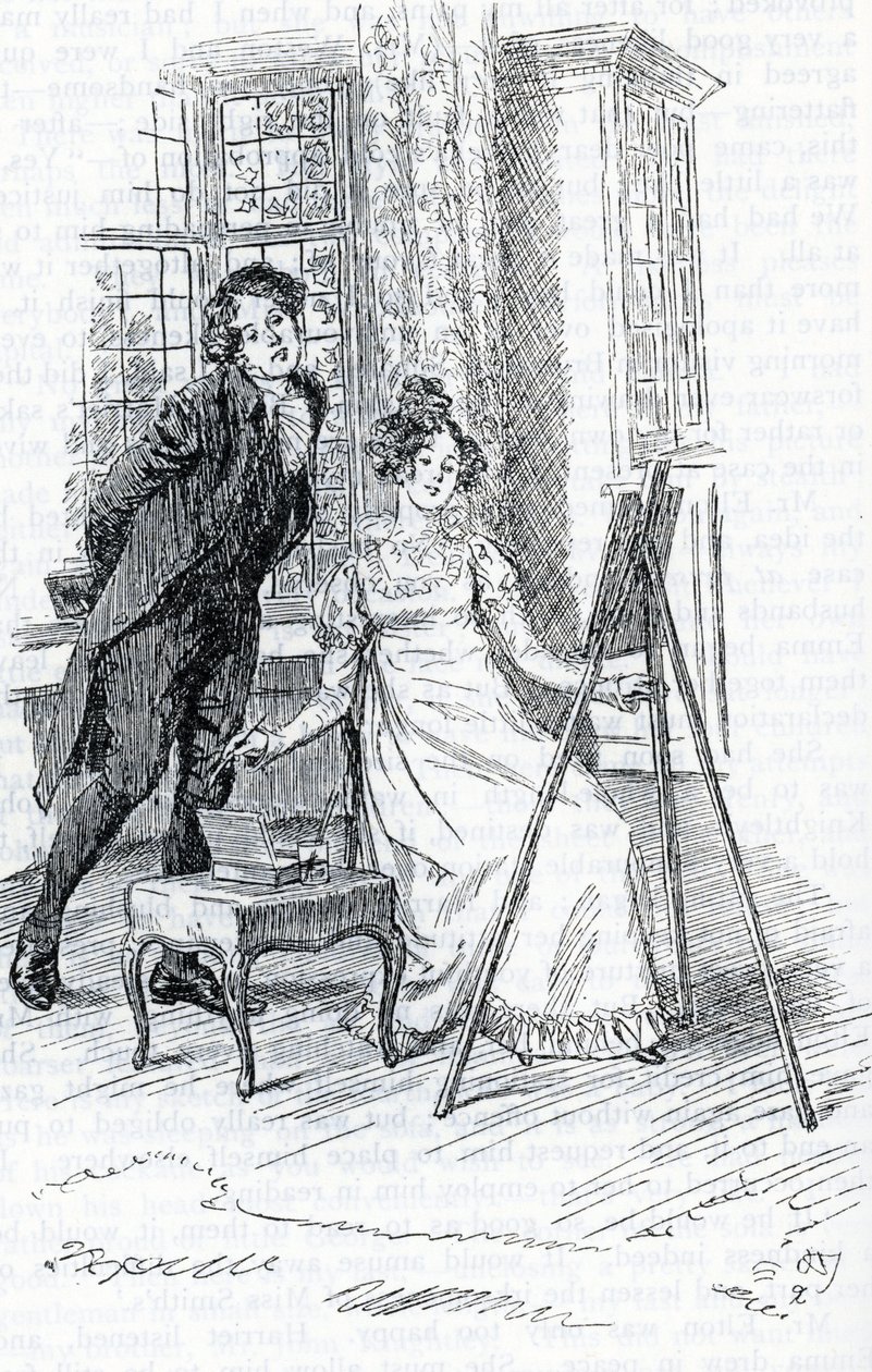 M. Elton admirant le portrait de Hariett peint par Emma - Hugh Thomson