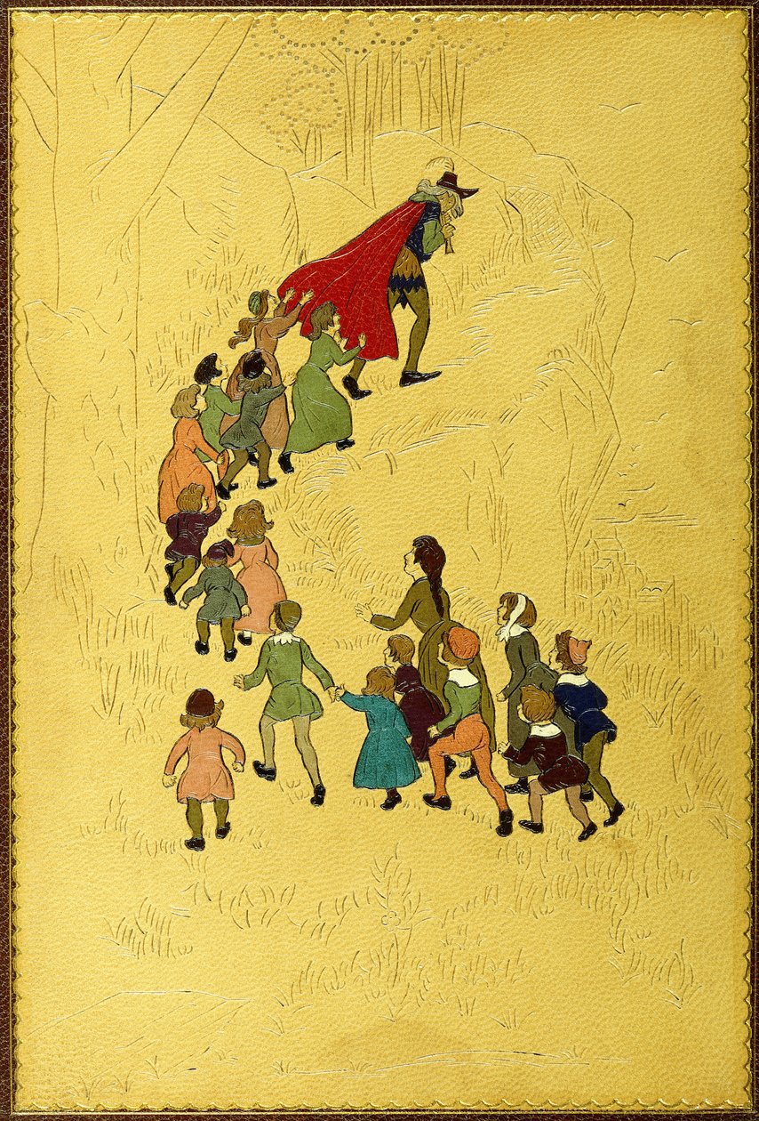 Couverture supérieure, avec une illustration du joueur de flûte suivi par des enfants - Hugh Thomson