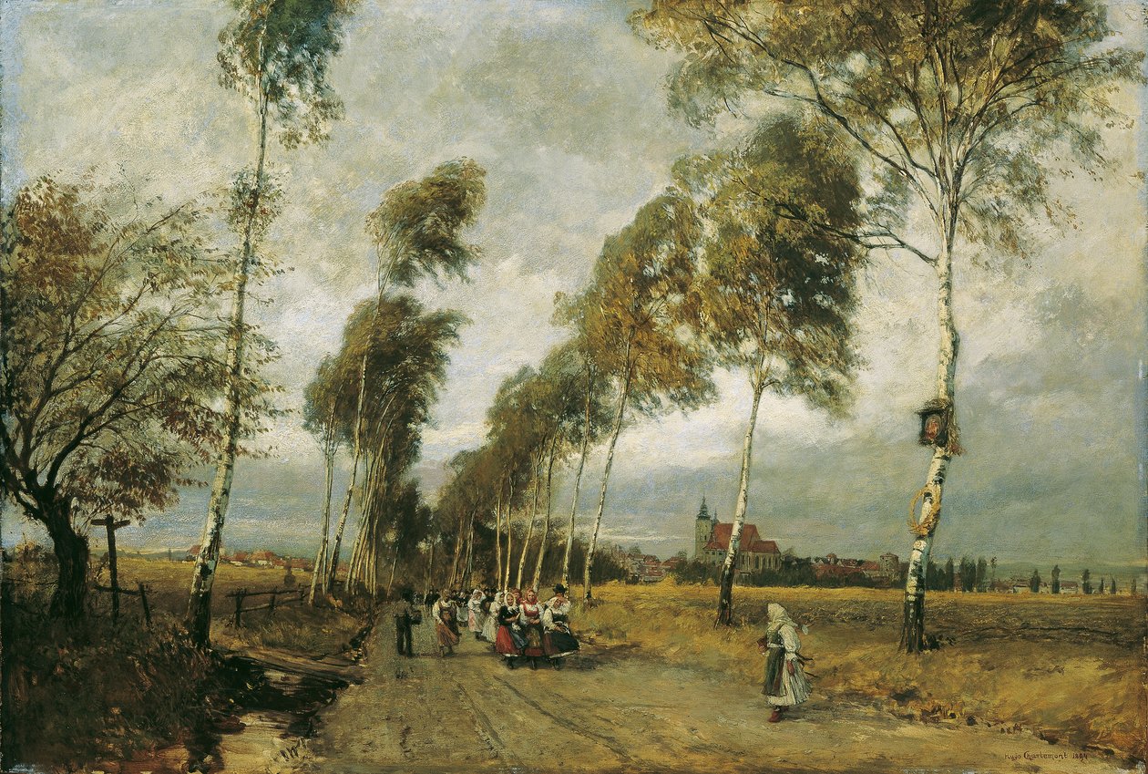 Route de campagne avec allée de bouleaux - Hugo Charlemont