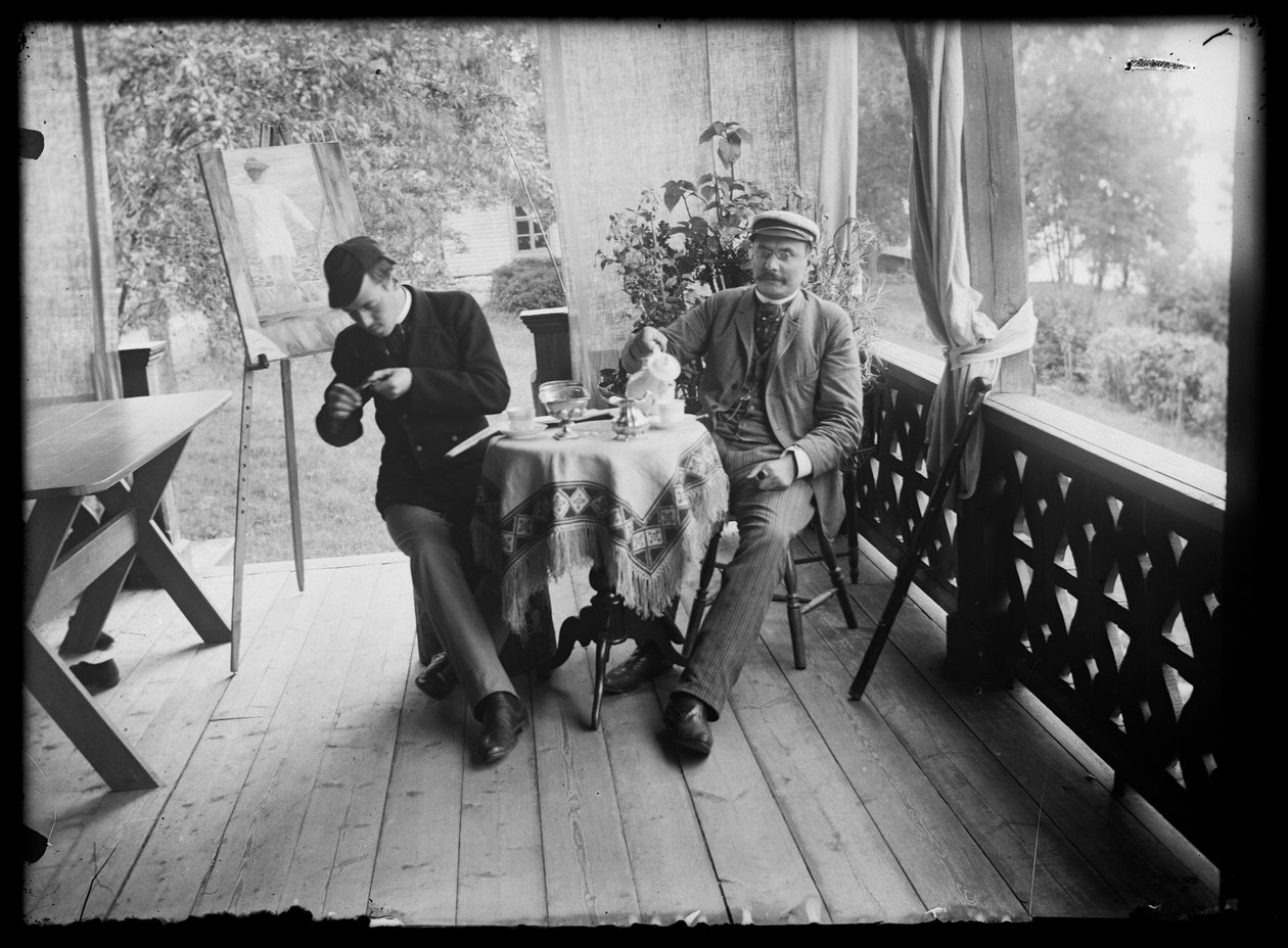 Hugo et Julius Simberg sur la véranda de Niemenlautlawa - Hugo Simberg