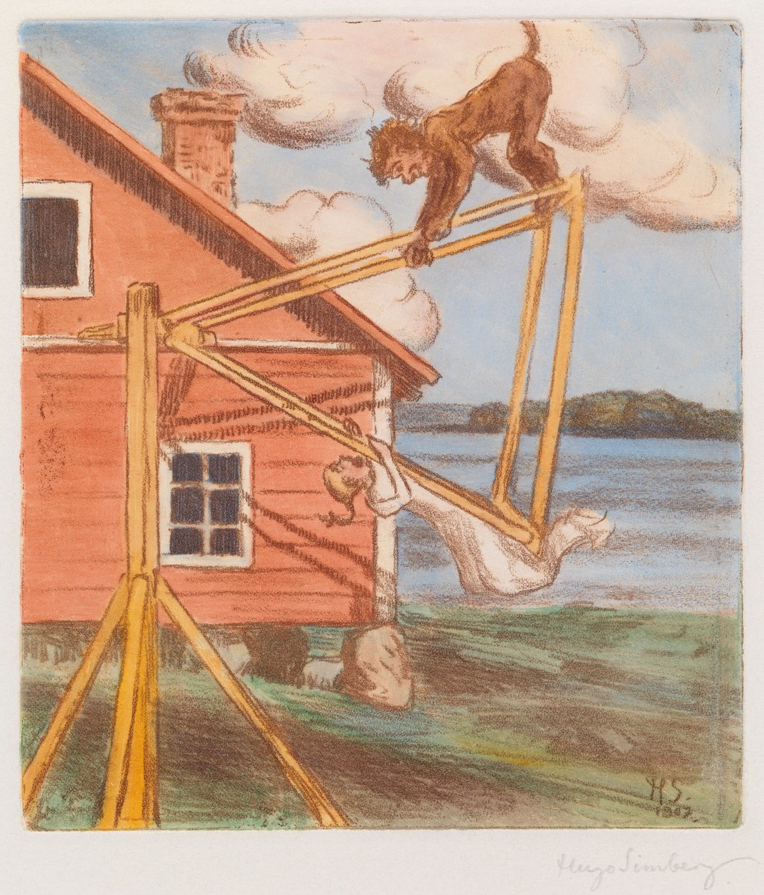 Der Teufel auf der Schaukel - Hugo Simberg