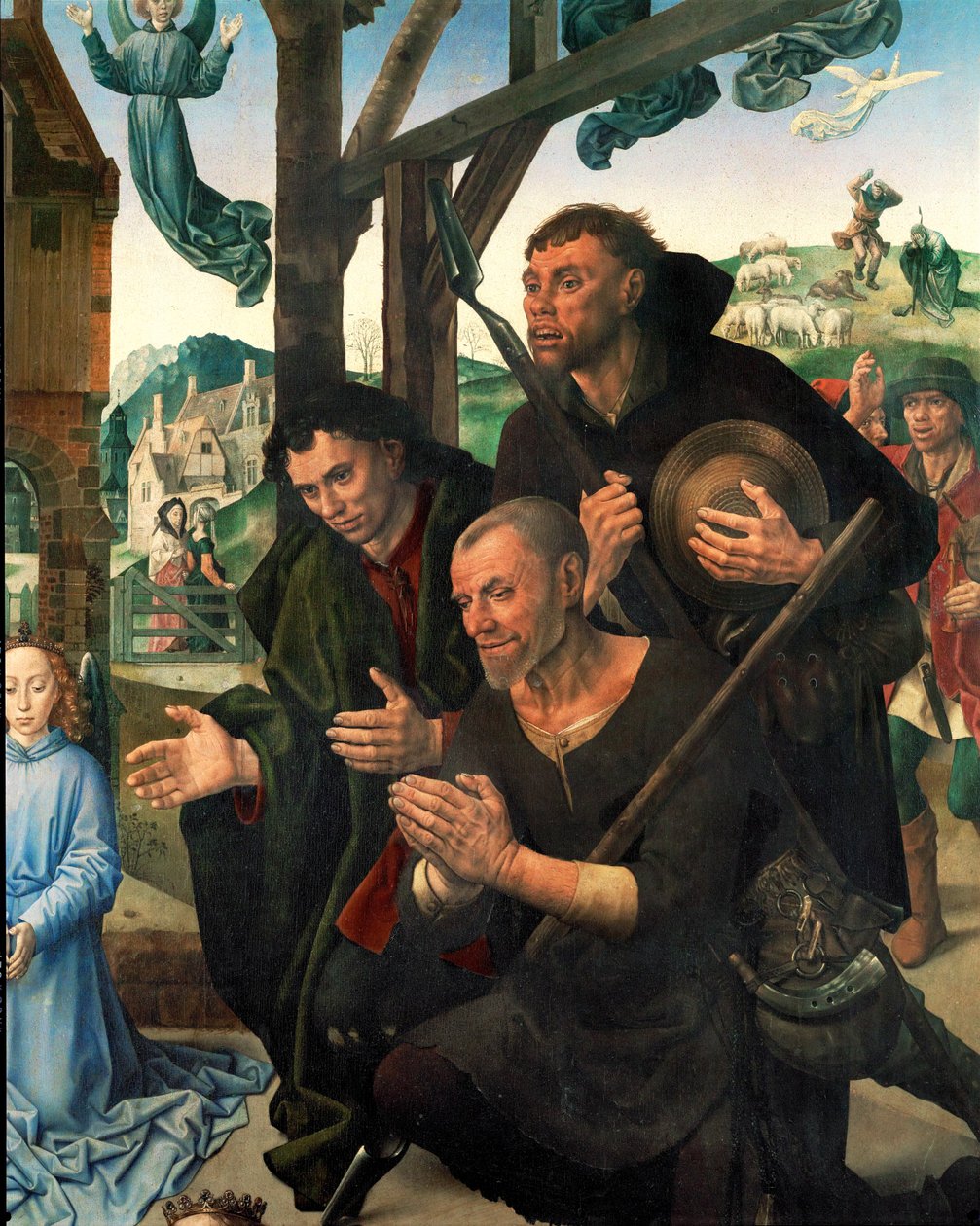 Trois bergers (tempera sur bois) - Hugo van der Goes